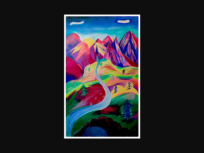 Illustration au pastel montagne mountain
