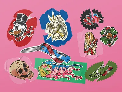 Different stickers design graphic design illustration sticker