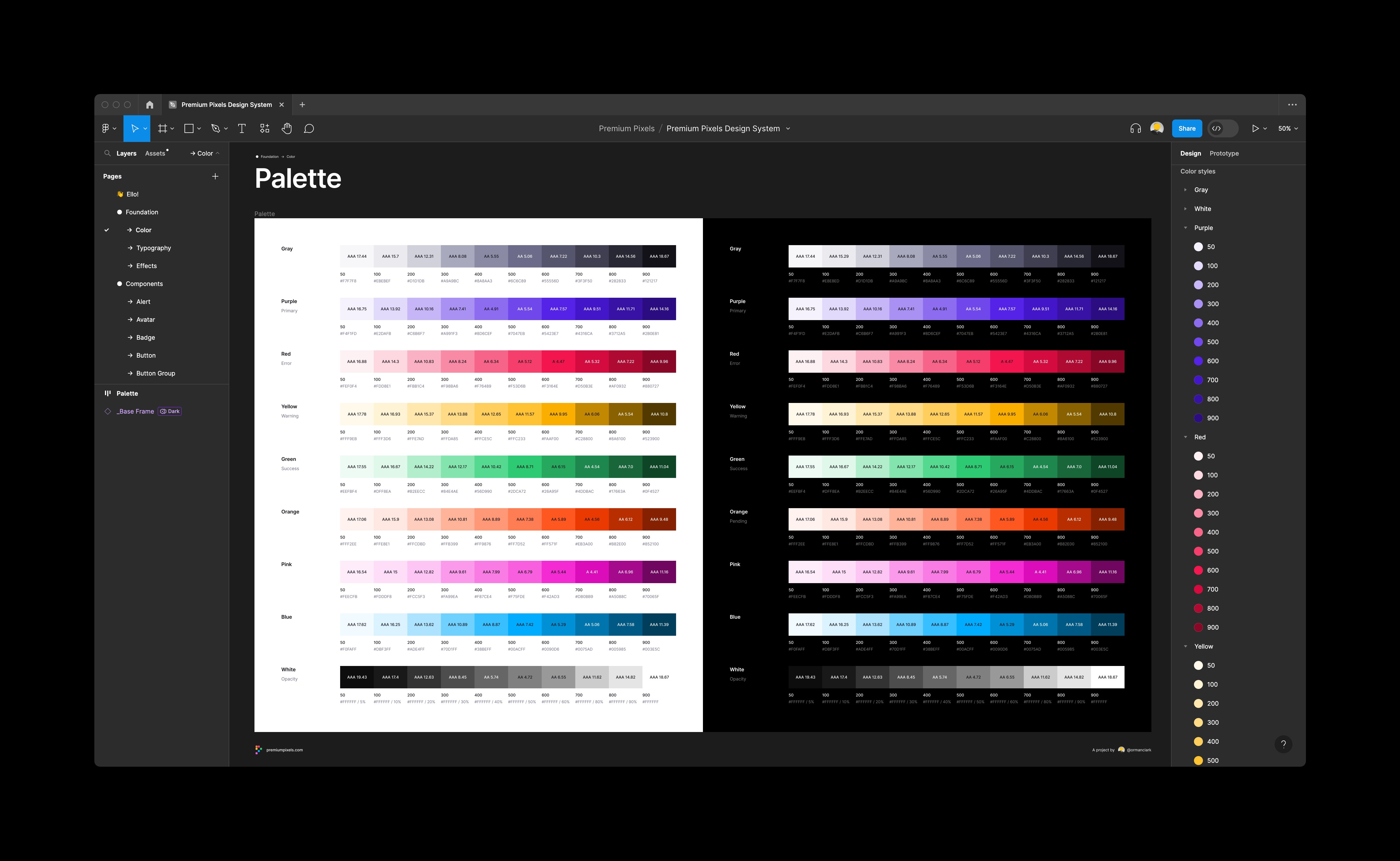Color Palette accessible blue clean color colors dark dark mode design system figma green palette purple red styles ui ui kit ux
