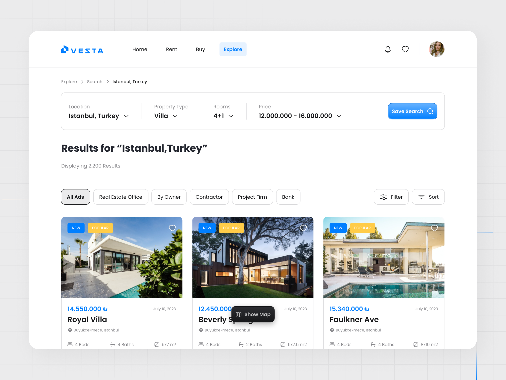 Vesta Real Estate House List by Yaren Tunçer on Dribbble