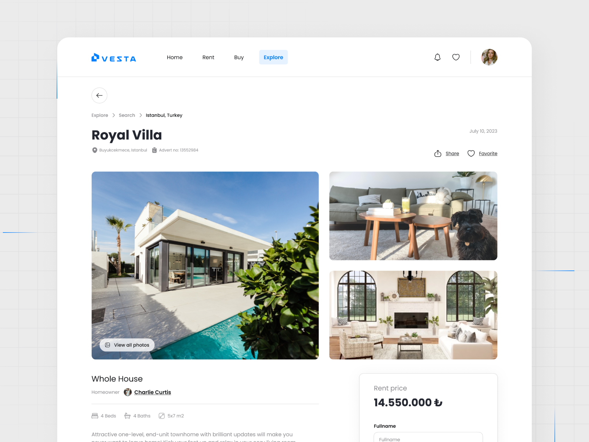 Vesta Real Estate House Detail Page by Yaren Tunçer on Dribbble