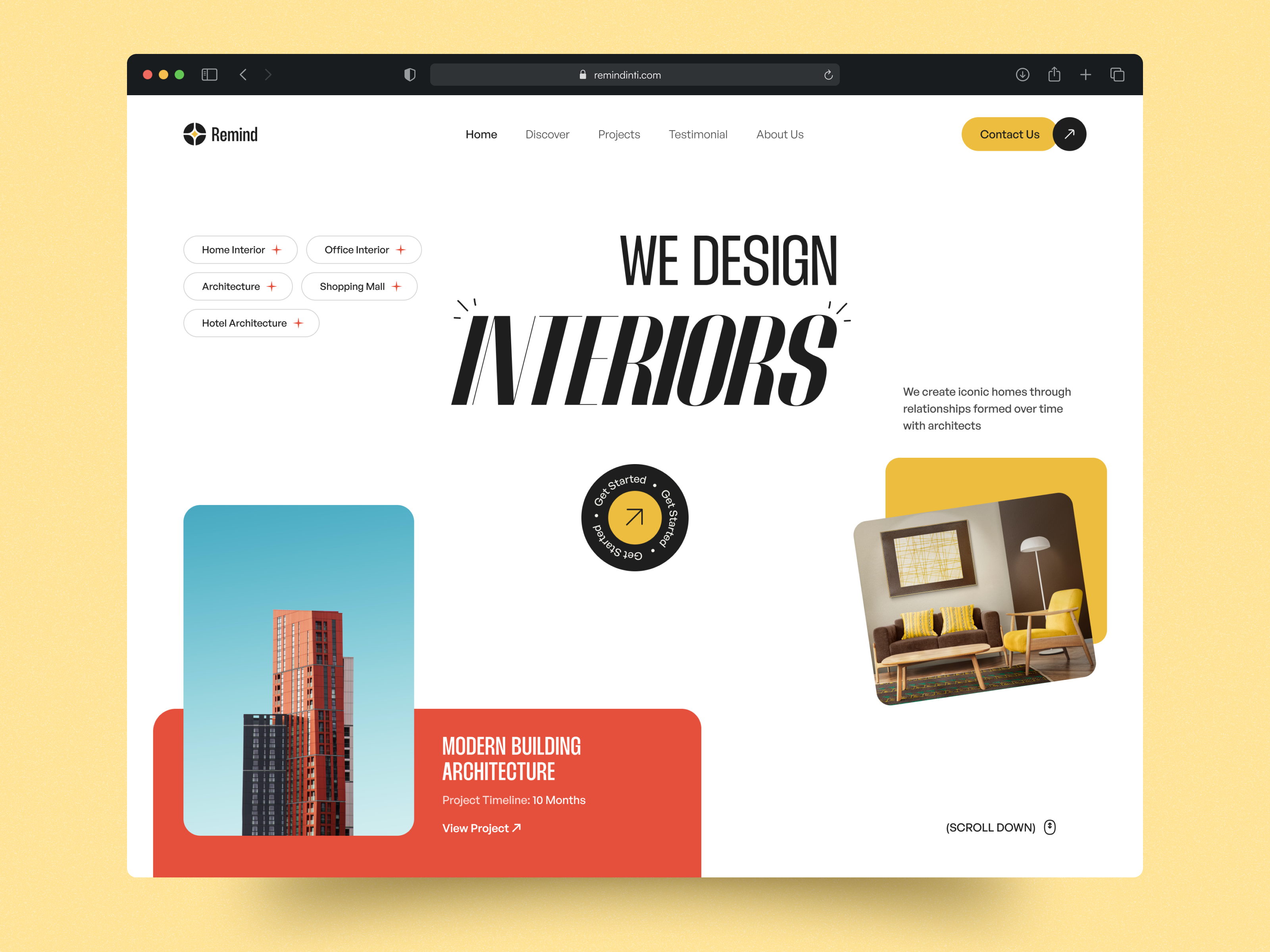 Interior Web Header architecture building creative designer header design hello dribbble hero home page interior interior agency interior website landing page modern product design remind remind creative typography ui web design web header