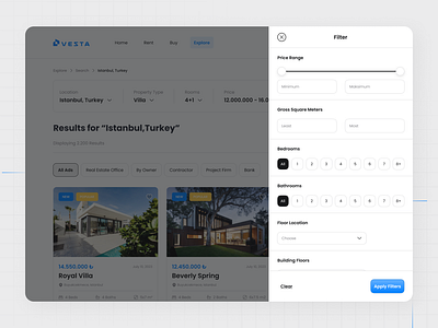 Vesta Real Estate ✦ House Filter product design real estate ui ux web design website