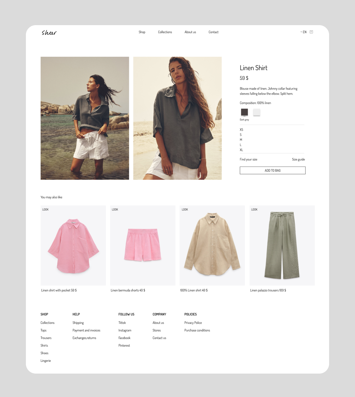 Product page design ui