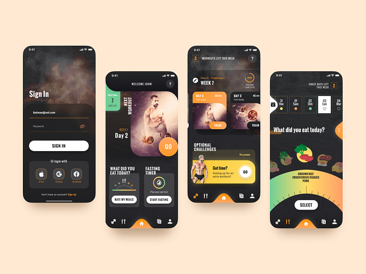 Fitness app mobile Ui design by Laëtitia Roux on Dribbble