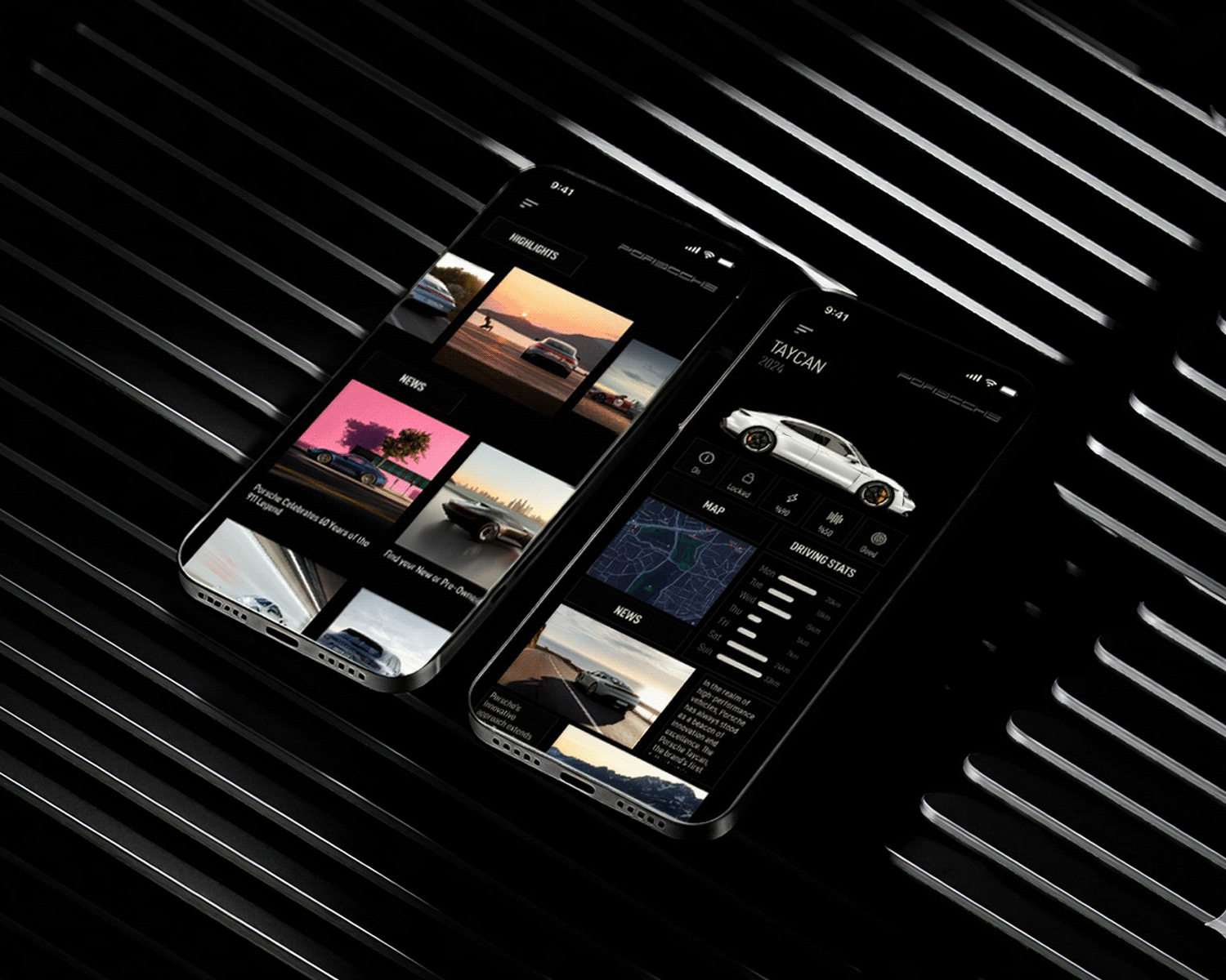 PORSCHE APP DESIGN app app design branding car dark mode design interface porsche ui user interface ux