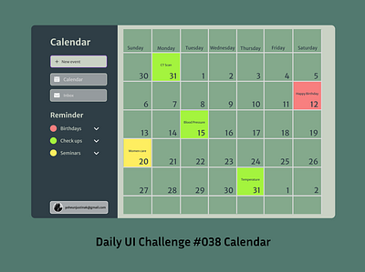 Daily UI Calendar #038 calendar dailyui ui uidesign uiux ux uxdesign webdesign