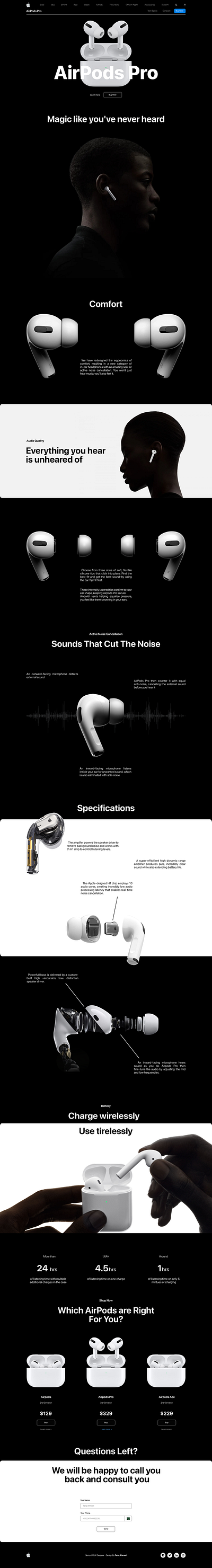 Apple Airpods | Redesigned website page design graphic design poster typography ui ux