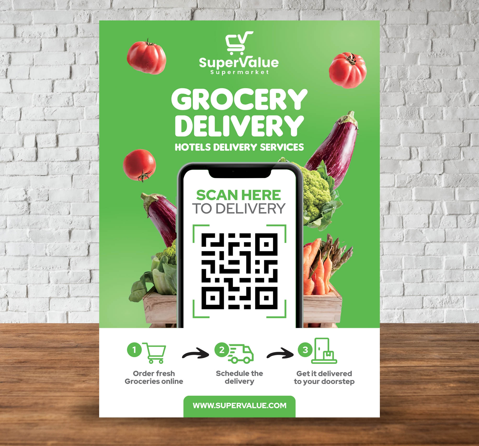 Grocery Delivery Flyer Design a4 ai brand brochure delivery flyer flyers grocery leaflet mockup pdf print printable psd