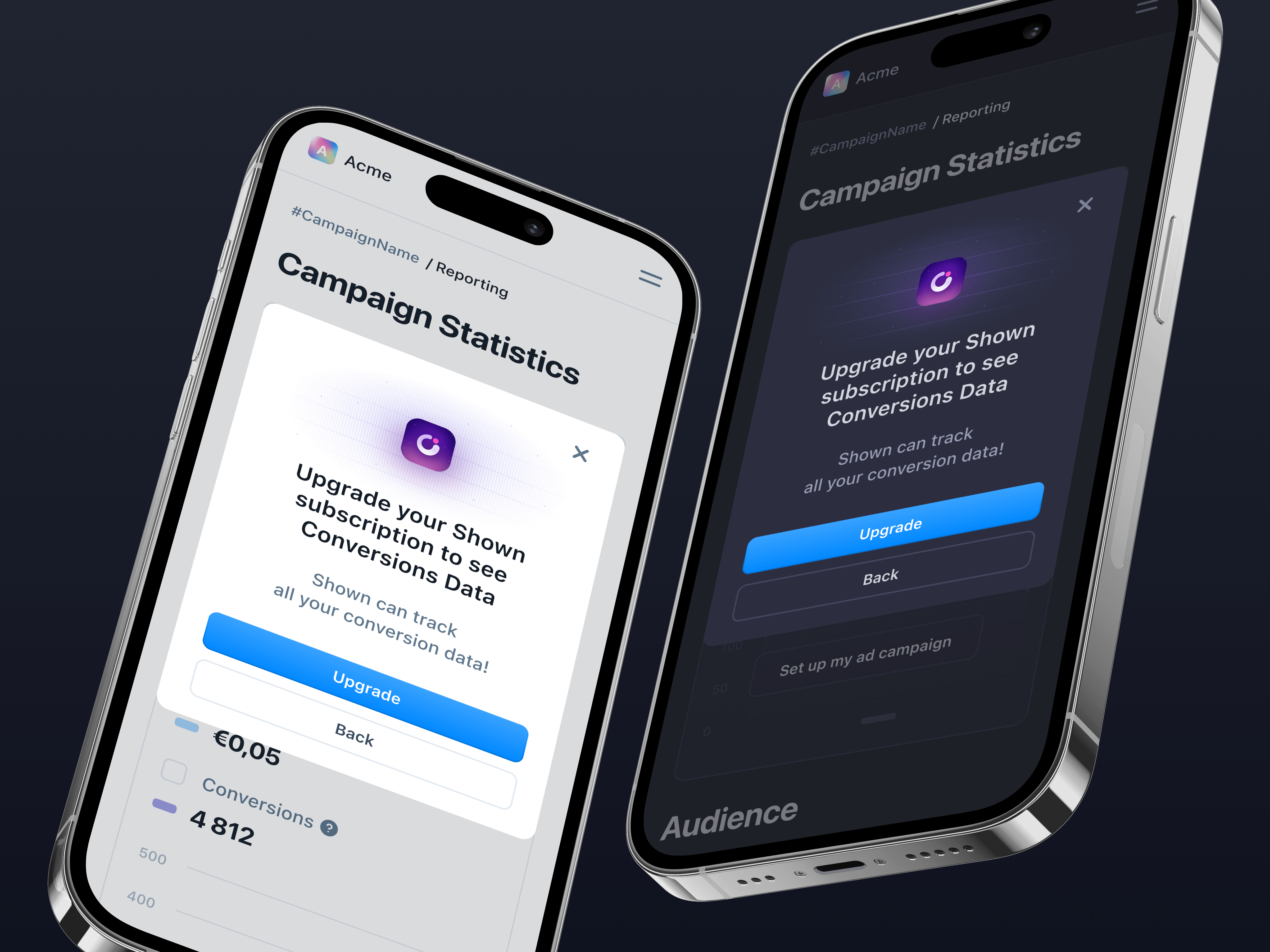 Shown AI · Dark and Light Modes · Upgrade modal 🌓 by Juliette Lagache