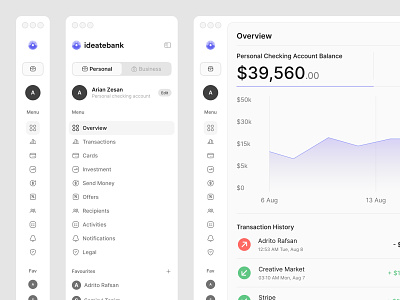 Finance Dashboard - sidebar navigation nav menu navigation product design side nav side navigation sidebar sidenav ui ui design