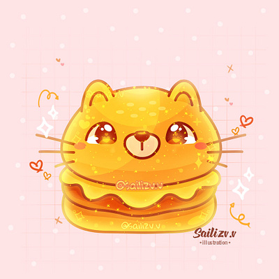 Burguer Cat by sailizv.v adorable adorable lovely artwork concept creative cute art design digitalart illustration