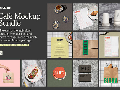 Cafe Mockup BUNDLE kraft bag mockup