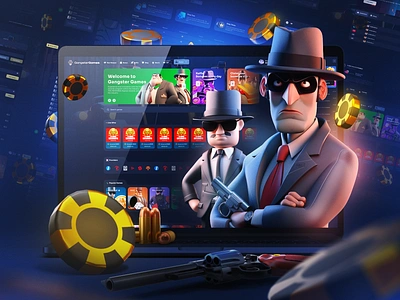 Gangster Games - Casino Interface 3d illustration casino gambling game game interface gangster games juicyart poker roulette uiux web design