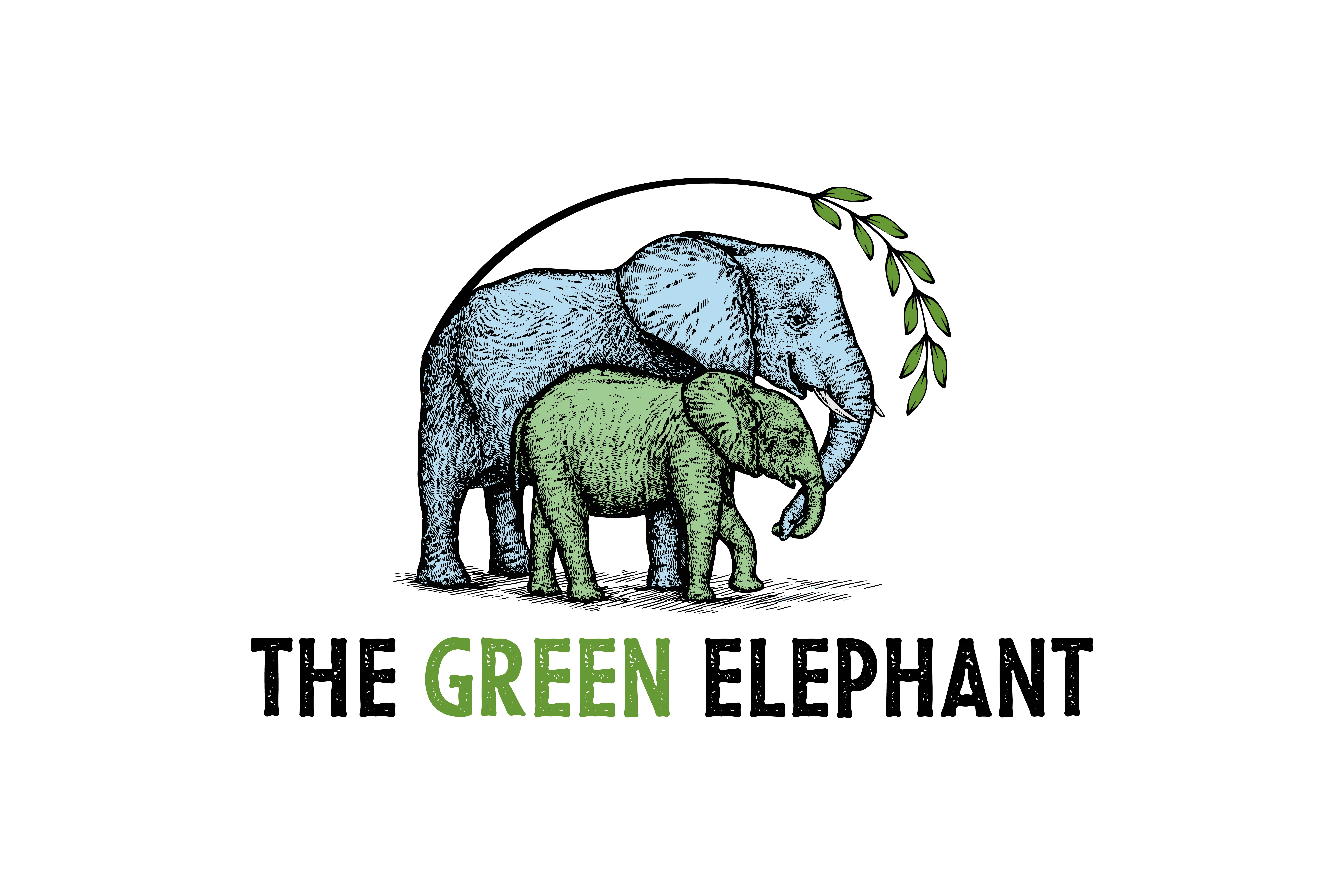 GREEN ELEPHANT brand logo branding company logo design graphic design hand drawn illustration illustration logo t shirt branding logo t shirt logo typography ui ux vector vintage logo
