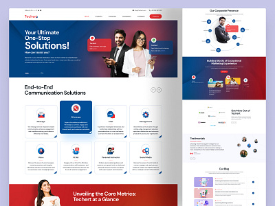 Techert, a One Stop Communication Solutions communication landing page communication solutions landing page technology ui uiux design