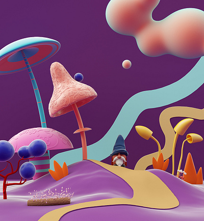 Keeper of mushrooms 3d cinema4d cute design fantasy gnome metaverse modelling mushroom