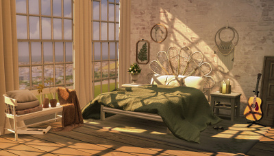 Boho Interior 3d architecture bedroom bohemian boho digital build interior interior design neutral sims the sims