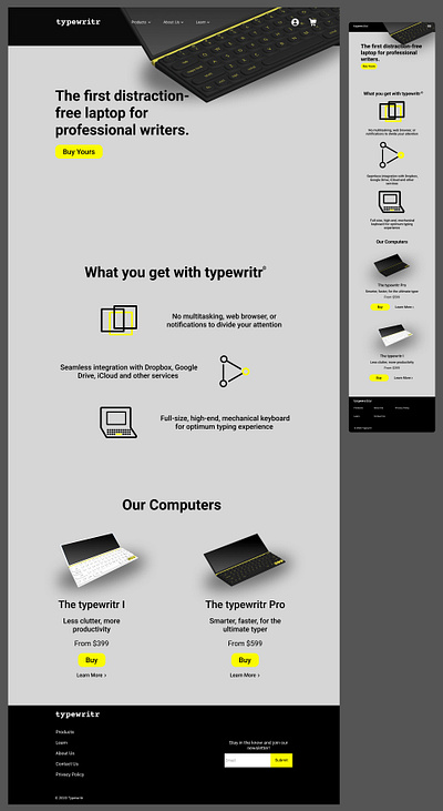 Typewritr web + mobile app computer design mobile page responsive technology typewritr ui ux web