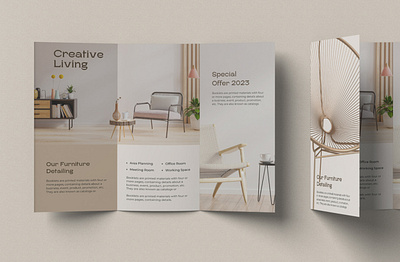Clean Aesthetic Furniture Flyer aesthetic brochure brown business brochure clen flyer furniture professional trifold