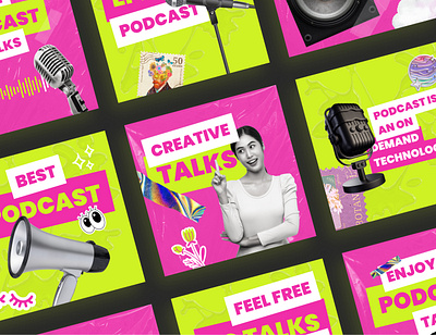 Colorful Podcast Social Media Post aesthetic brochure colorful creative fancy ig post instagram modern music podcast punk social media