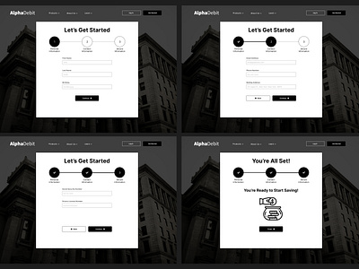 Banking Sign Up Flow alphadebit bank banking create account digital info information log in sign in sign up ui ux web