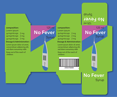 Syrup Medication antipyretic barcode fever illustration medication mockup nature packaging syrup thermometer