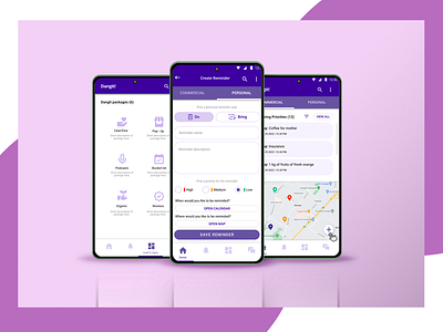 Mobile app | UI app graphic design magenta mobile planning app product purple ui