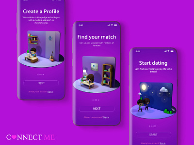 Dating App | Connect-ME 3d animation app appdesign dating app match motion graphics ui ux