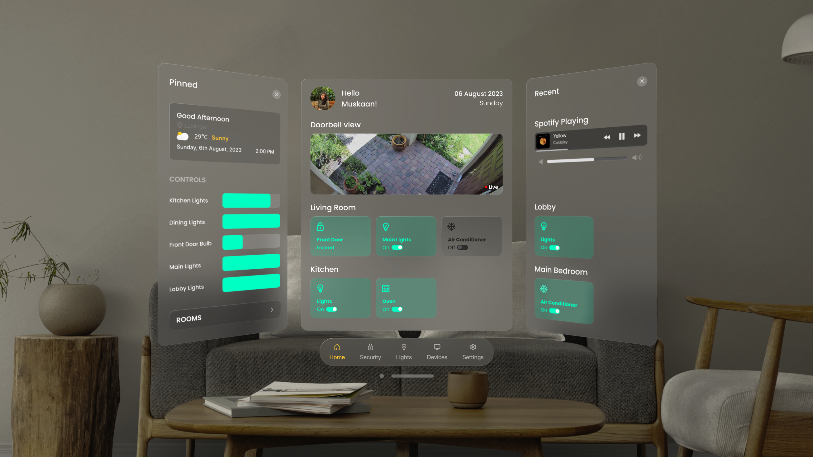 Daily UI Challenge | Day 21 | Home Monitoring | Spatial UI 100daysdailyuichallenge dailyui dashboard day21 design figma home home monitor home monitoring homemonitoringdashboard monitoring spatial spatialui ui vision os