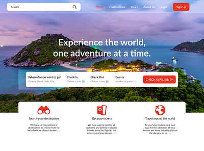Travel agency landing page ui web design
