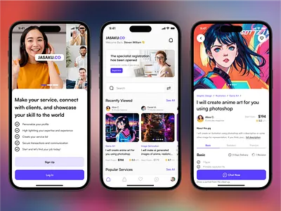 Mobile App - Platform for Freelancer android appdesign clean freelance freelancer interface ios light mobile mobileapp platform sass ui ui design uiux ux ux design