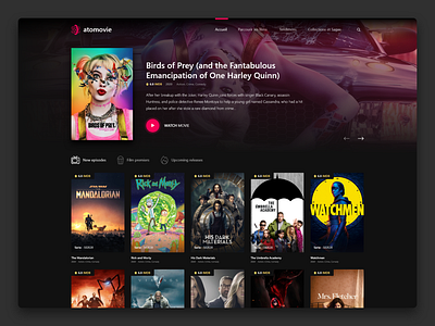 2020 - Atomovie anime dc design movie movies series streaming tv ui ux web