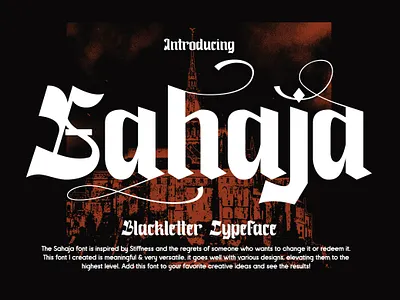 Sahaja - Blackletter Typeface blackletter branding design displayfont font grunge heavy metal horror font music font old english typeface