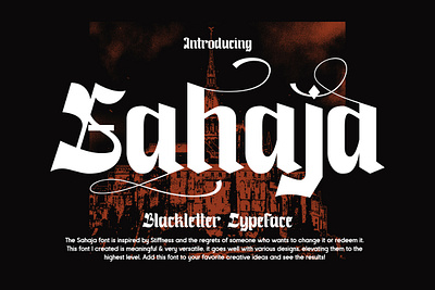 Sahaja - Blackletter Typeface blackletter branding design displayfont font grunge heavy metal horror font music font old english typeface