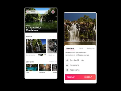 Chapada dos Veadeiros app graphic design mobile ui ui user interface design ux