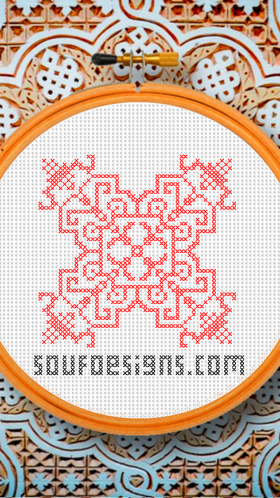 Red Folk Cross Stitch Needle Point Embroidery Pattern embroidery