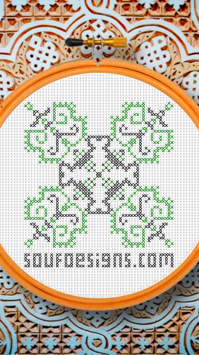 Green Traditional Cross Stitch Needle Point Embroidery Pattern embroidery