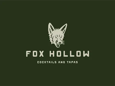 FOX HOLLOW COCKTAILS AND TAPAS LOGO AND ILLUSTRATION bar branding cocktail font fox hand drawn illustration logo pnw restaurant vector vintage