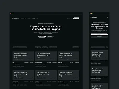 Enigma Landing Page branding dark dark mode design font fullpage graphic design hero illustration landing page logo mobile mockup typography ui ux vector