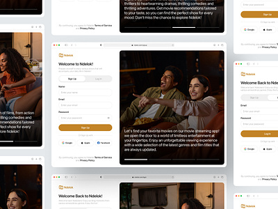 Ndelok - Login and Sign Up account confirm email create an account landing log in login login with google movie page register registration sign in sign up signin signup social media streaming ui web design website