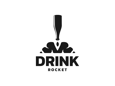 drink rocket logo app beer bottle branding design drink dual meaning graphic design icon illustration logo rocket space ui ux vector wine