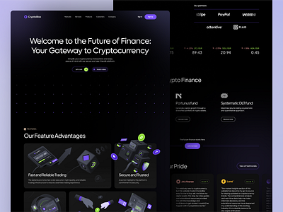 CryptoBlox - Cryptocurrency Website 3d animation app banking branding cryptocurrency cypto dark style design finance finance app graphic design illustration isometric landing page logo motion graphics ui ui visual design website