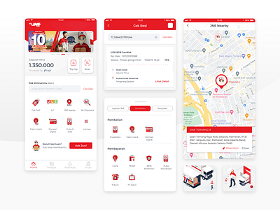 Delivery Service Application application bill delivery design e wallet fintech illustration interface location map mobile package payment pinpoint post office tracking ui ux