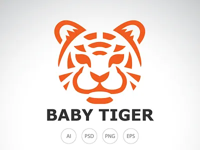 Baby Tiger Cub Logo animal logo baby tiger baby tiger logo big cat logo carnivore logo cat logo cheetah logo tiger cub tiger cub logo tiger logo wildlife logo zoo logo
