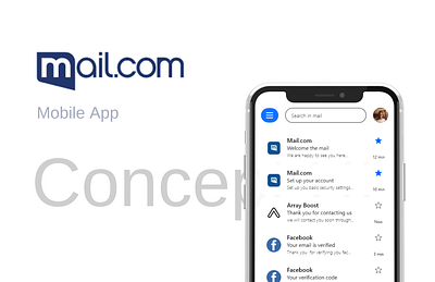 Concept UI for Mail.com Mobile App branding design graphic design landing page minimalistic mobile app modern ui ux