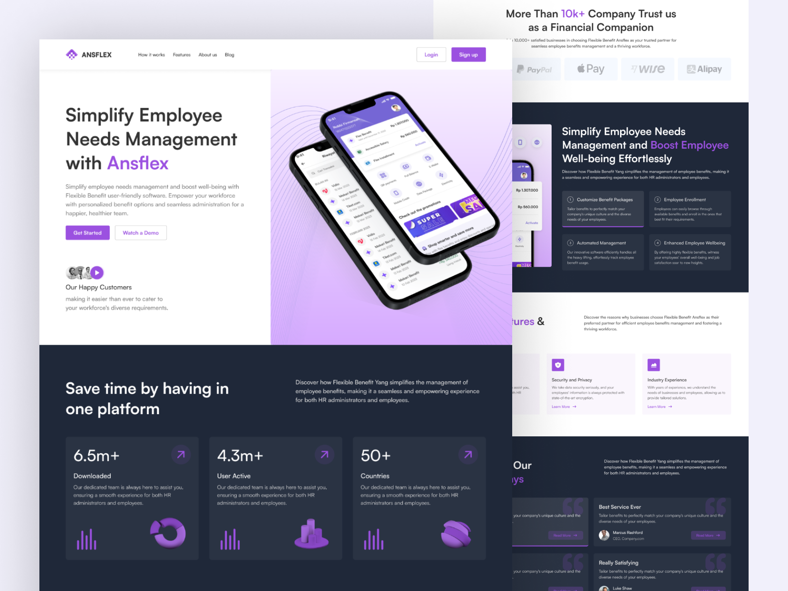 Benefit Flex Employee Management: Landing Page / Home Page UI by Anshar ...