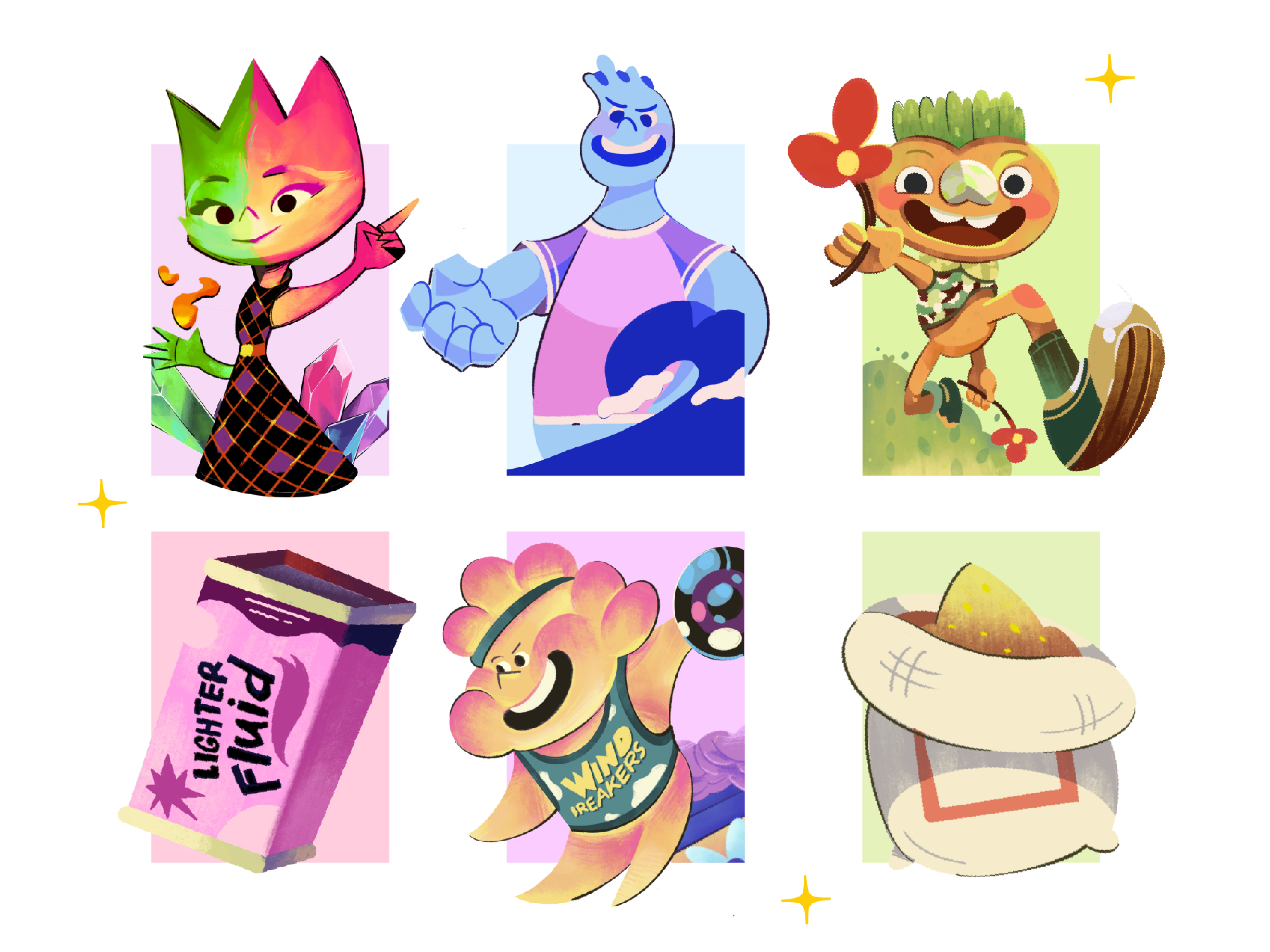 Elemental Educational Card Character Illustration character color block discover disney elemental fanart illustration movie pixar popular poster texture