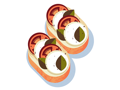 Caprese Bruschetta food illustration illustrator italian tomatoes vector