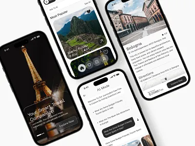 AI Tour Guide App Design aiassistance aicompanion appdevelopment designinnovation digitaladventures exploreworld intuitivedesign journeybot mobileappdesign personalizedjourneys smarttravel travelappdesign travelcompanion traveltech travelux uidesign userexperience userinterface uxdesign wanderlust